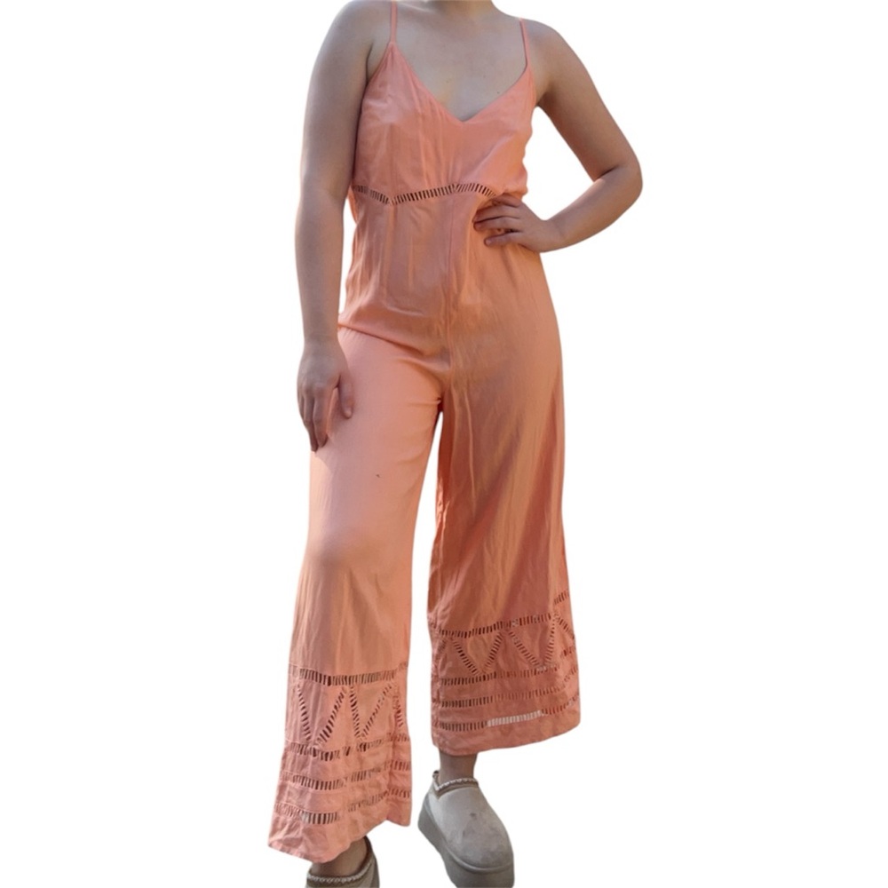 O’Neill Peach Crochet Detail Wide Leg Jumpsuit